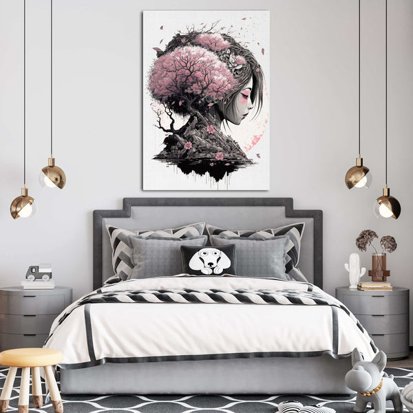 Tableau Japonais Sakura Femme | TableauDecoModerne®