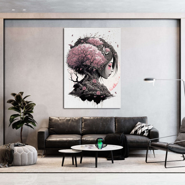 Tableau Japonais Sakura Femme | TableauDecoModerne®