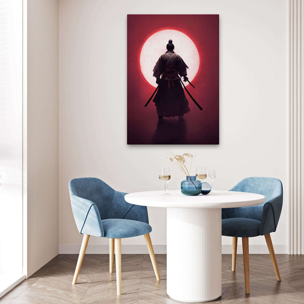 Tableau Samouraï Japonais Toile - Poster Rouge 40x60cm - Décor Moderne Salon Ou Chambre - Sans Cadre