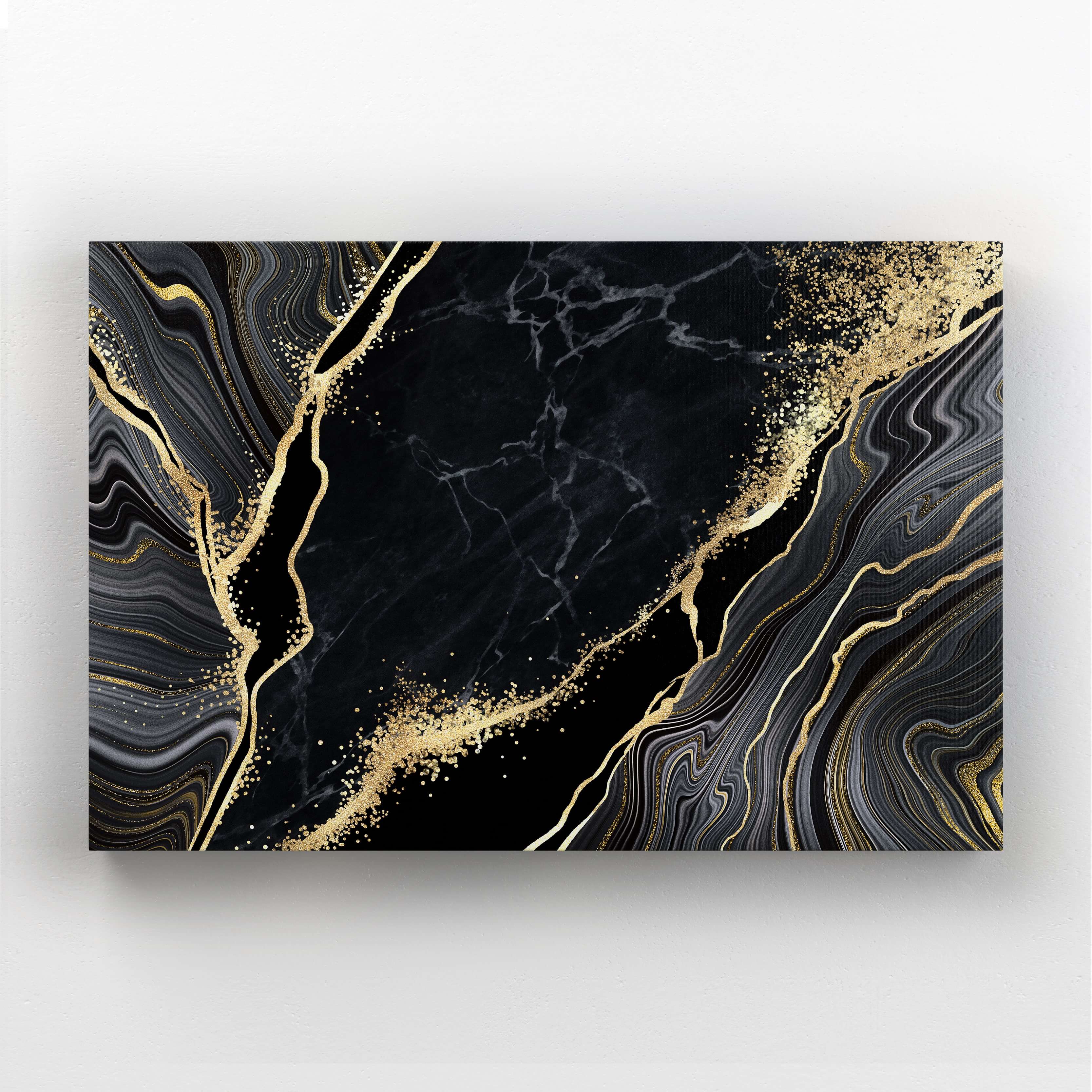 Tableau Abstrait Noir et Or