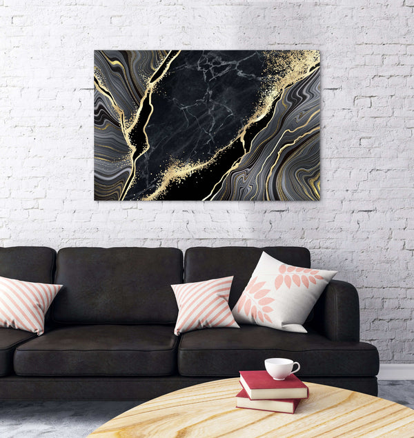 Tableau Moderne Abstrait Noir et Or | TableauDecoModerne®