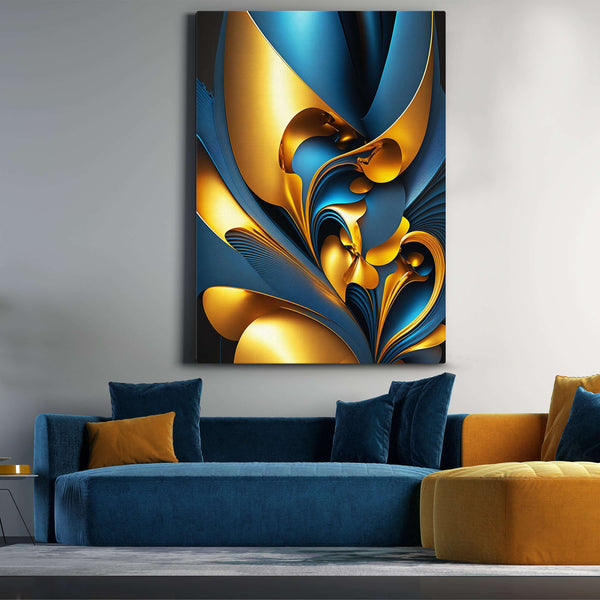 Tableau Moderne Abstrait Or et Bleu | TableauDecoModerne®