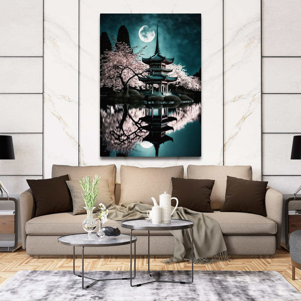 Tableau Paysage Japonais Lune | TableauDecoModerne®