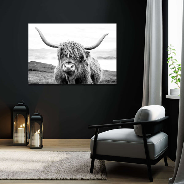 Tableau Vache Highland Noir et Blanc | TableauDecoModerne®