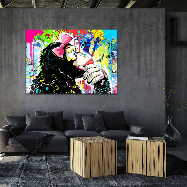 Tableau Pop Art Banksy Graffiti Guenon | TableauDecoModerne®