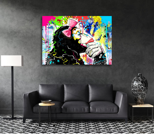 Tableau Pop Art Banksy Graffiti Guenon | TableauDecoModerne®