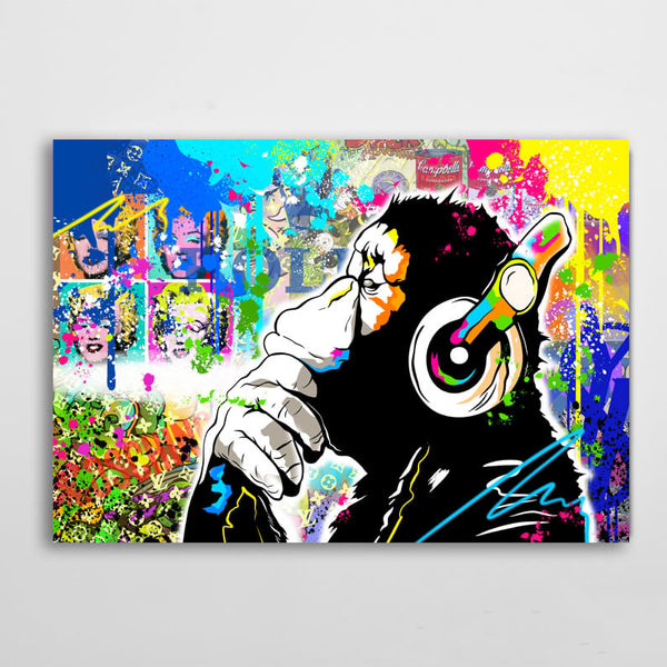 Tableau Pop Art Banksy Singe DJ | TableauDecoModerne®