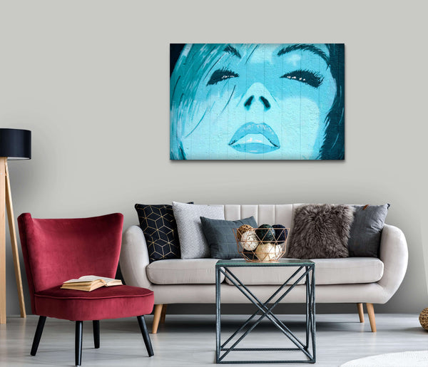 Tableau Street Art Femme Bleu | TableauDecoModerne®