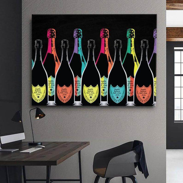 Tableau Pop Art Bouteille de Champagne | TableauDecoModerne®