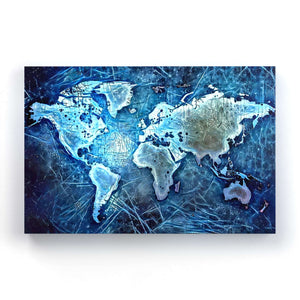 Tableau Carte du Monde Bleu | TableauDecoModerne®