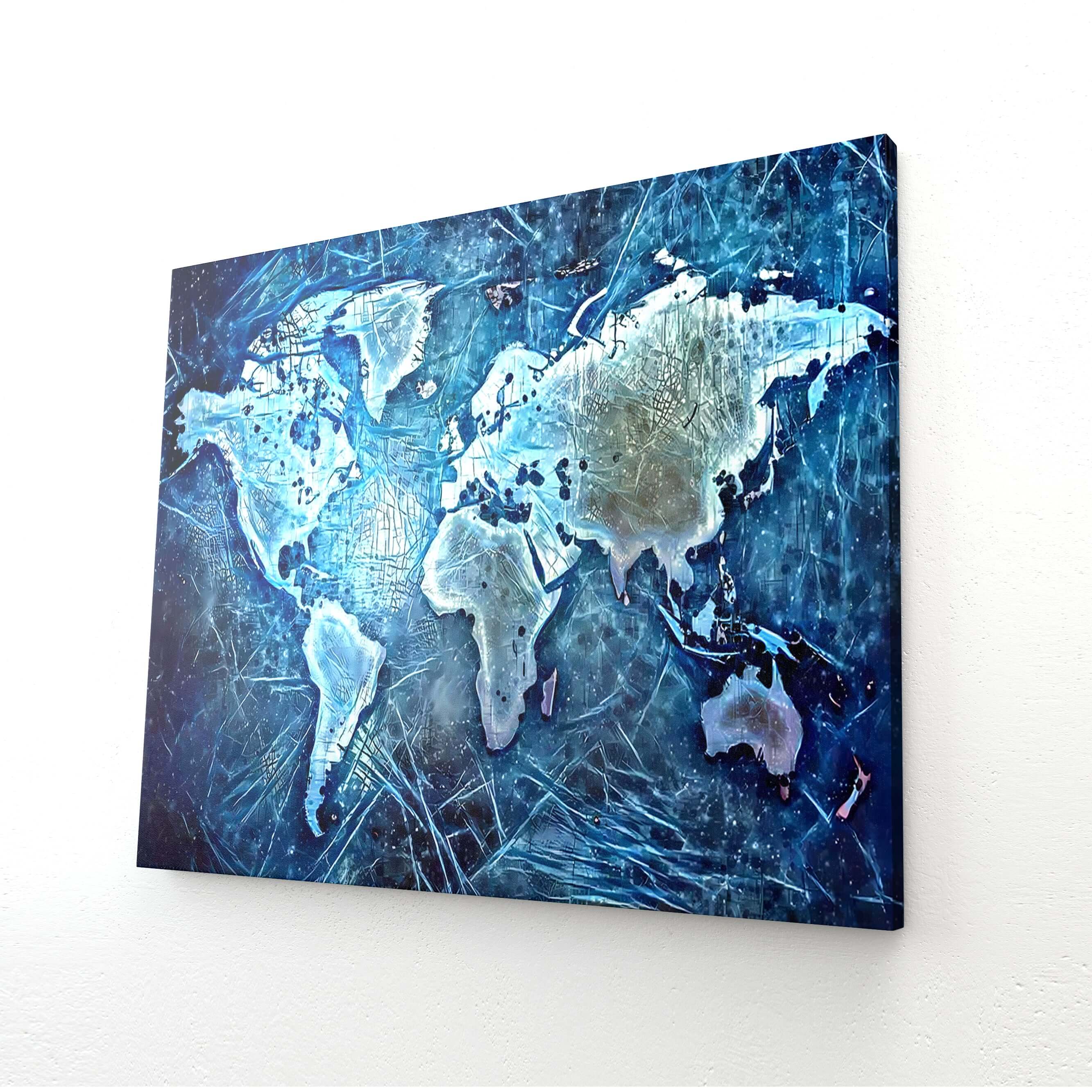 Tableau Carte du Monde Bleu
