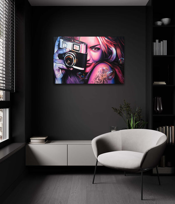 Tableau Street Art Femme Photographe | TableauDecoModerne®