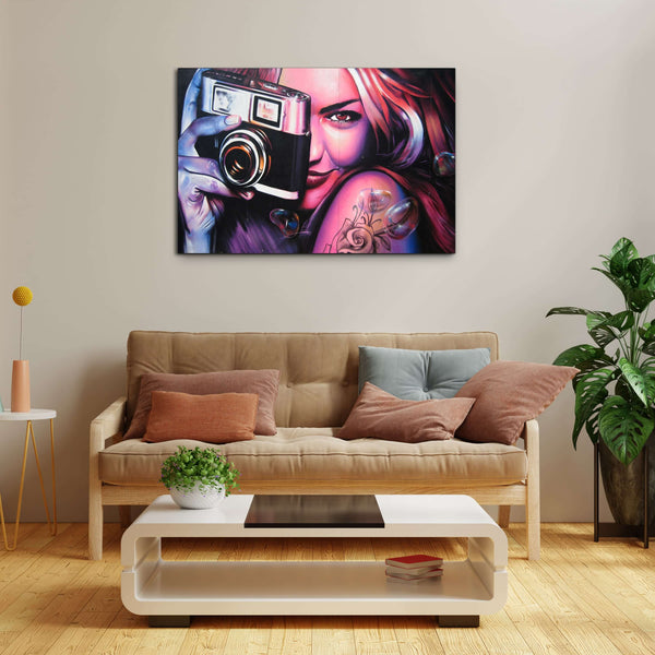 Tableau Street Art Femme Photographe | TableauDecoModerne®