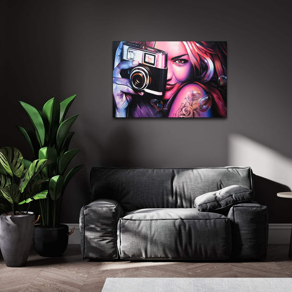 Tableau Street Art Femme Photographe | TableauDecoModerne®