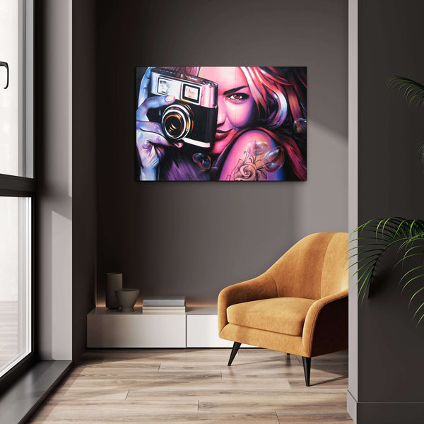 Tableau Street Art Femme Photographe | TableauDecoModerne®